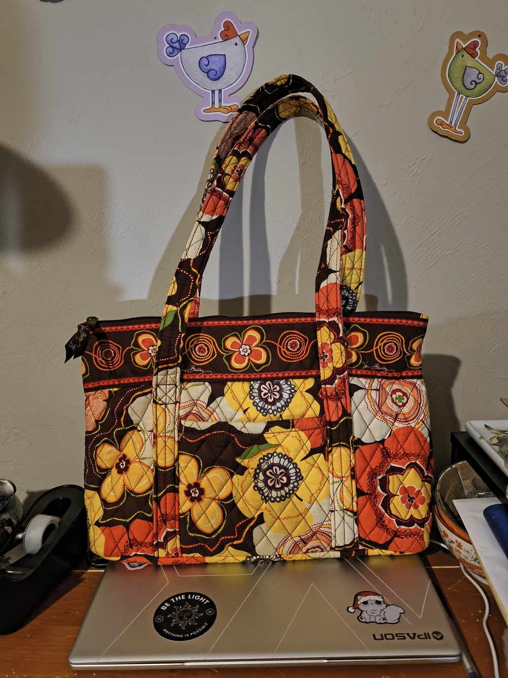 Vera Bradley Quilted Large Mandy Tote in Yellow, Orange & Brown